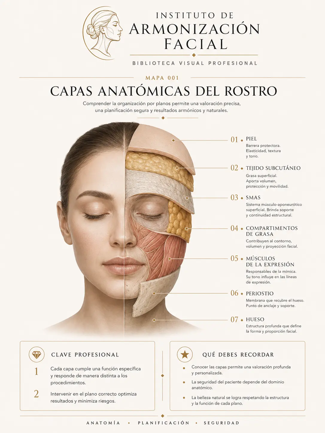 Lámina clínica: Capas anatómicas del rostro