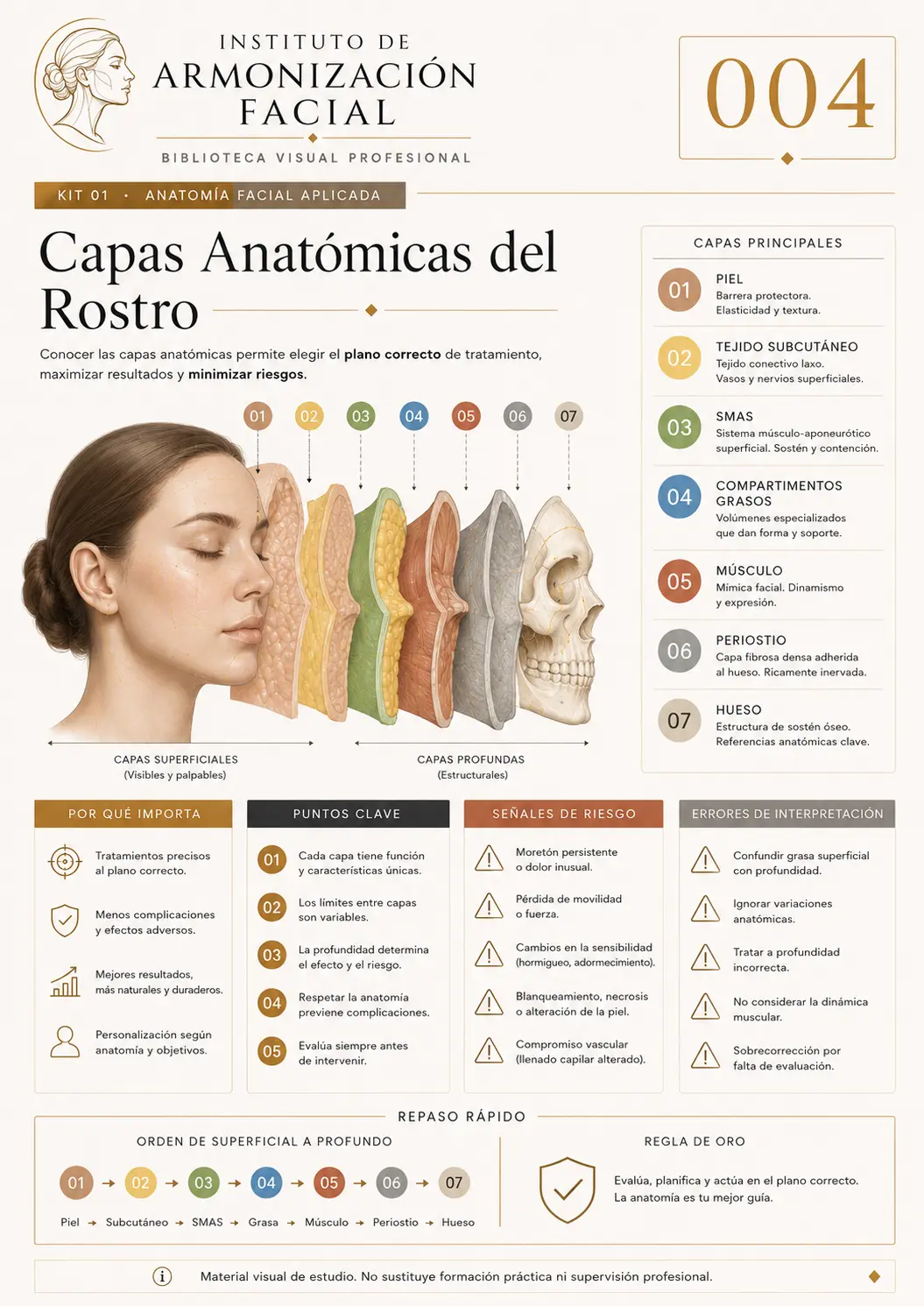 Hoja de estudio visual: Capas anatómicas del rostro
