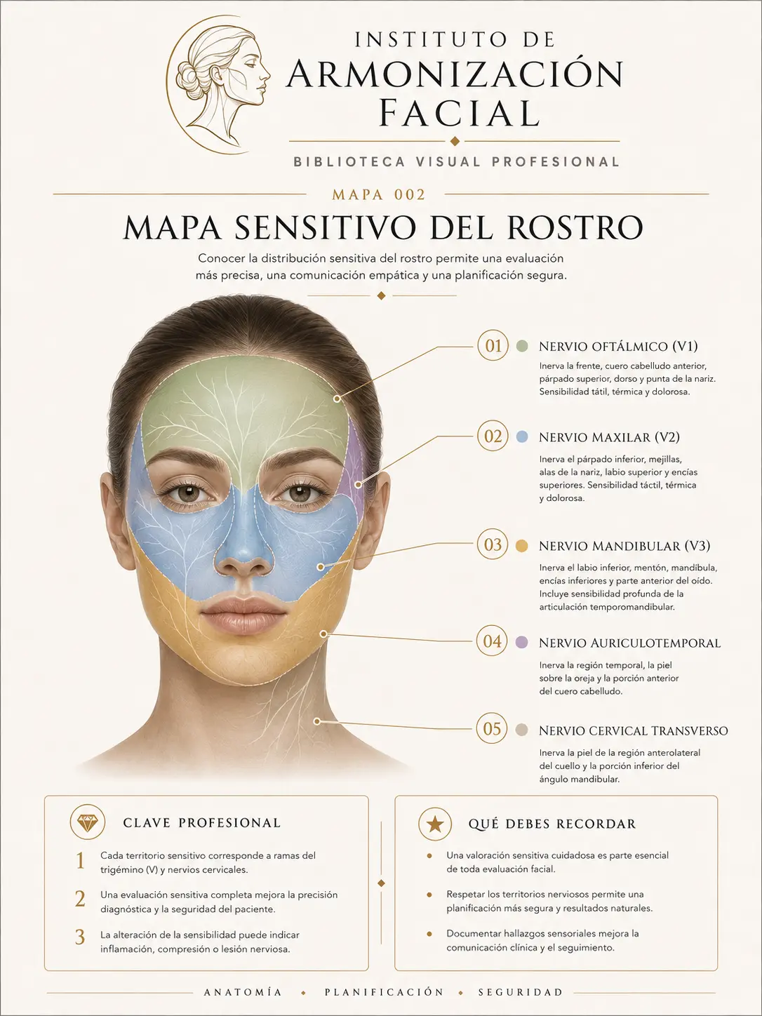 Lámina clínica: Mapa sensitivo del rostro