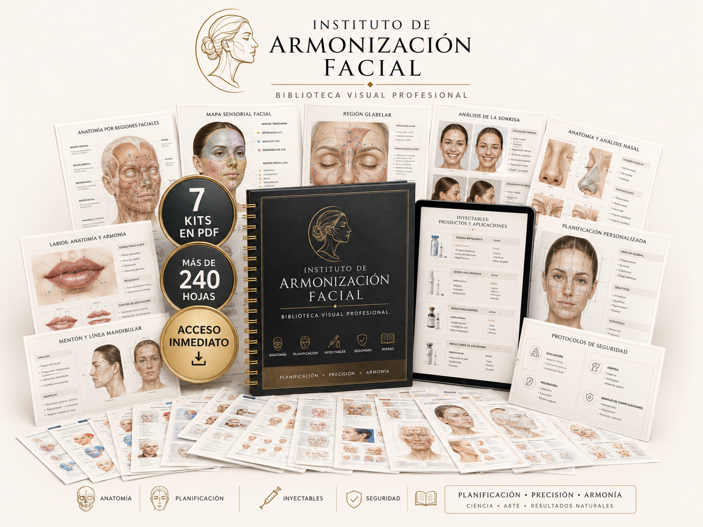 Biblioteca Visual Profesional: 7 kits en PDF y 247 hojas de estudio visual de armonización facial
